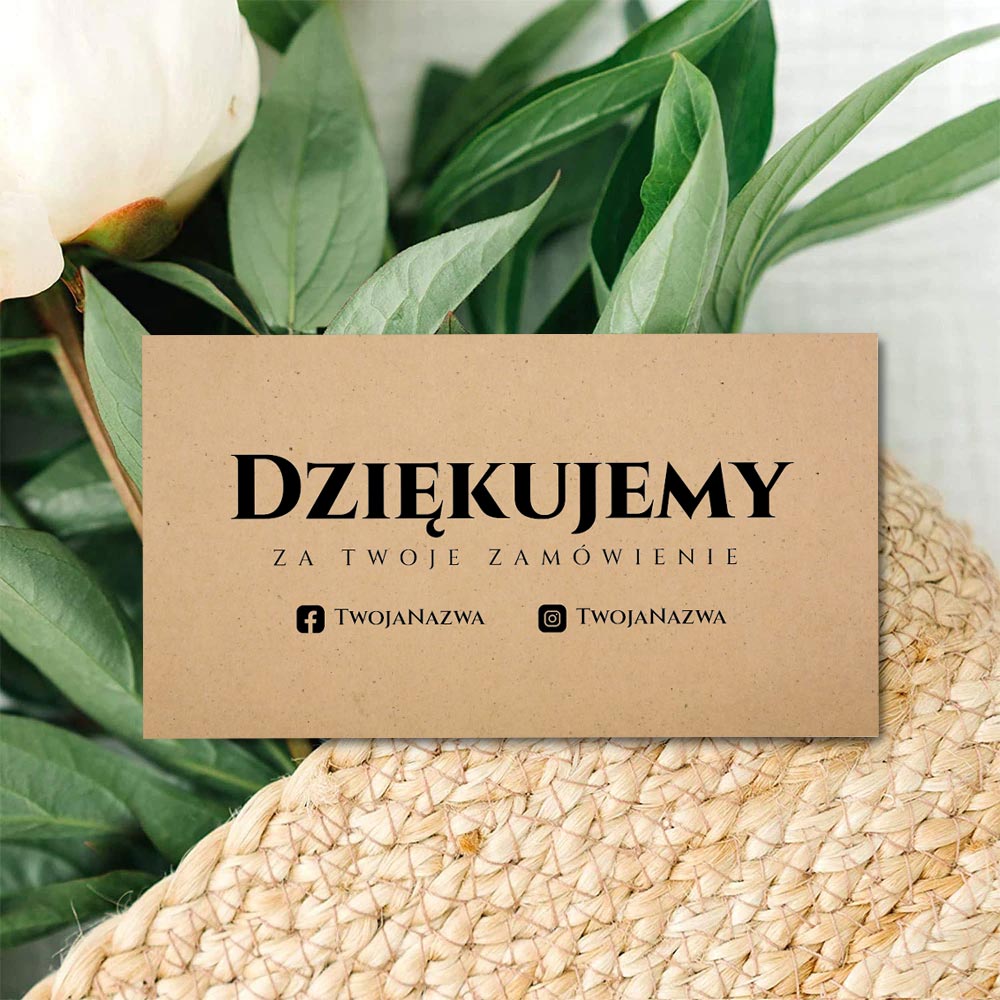 Karty z podziękowaniem za zamówienie do paczek na papierze eco craft