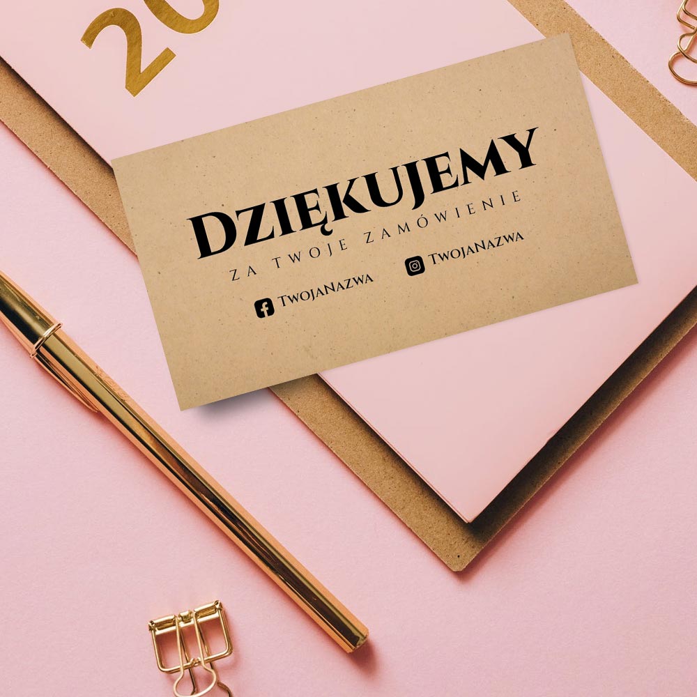 Karty do paczek z podziękowaniem na papierze eco craft - brązowy papier