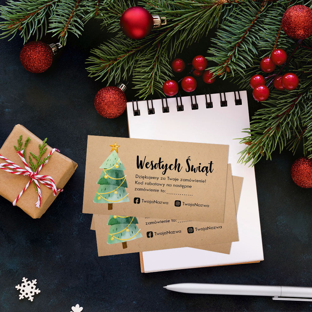 Świąteczne karty z podziękowaniem dla klienta - brązowy papier eco - obrazek 5