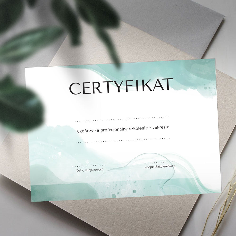 Certyfikat do druku, Certyfikat wzór PDF