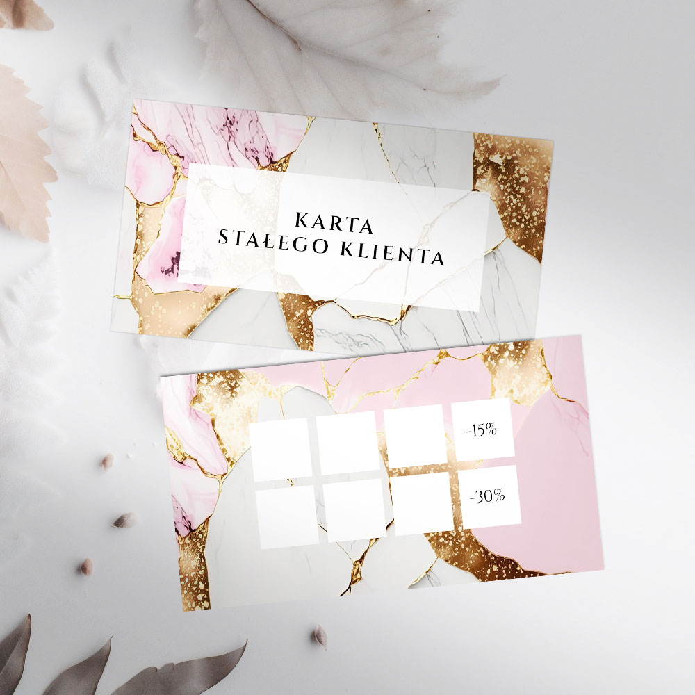 Karty Stałego Klienta na stempelki z własnym logo Eleganckie różowe - obrazek 4