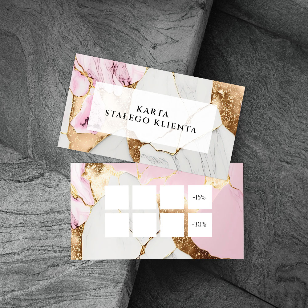 Karty Stałego Klienta na stempelki z własnym logo Eleganckie różowe - obrazek 3